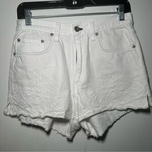 Rag & Bone White Floral Embroidered Jean Shorts Size 27